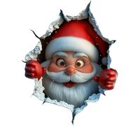 Christmas Wall Stickers, 2025 New Christmas Decorations Sticker with 3D Santa Breaking Through Effect Peel & Stick Santa Claus Toilet Decal for Bathroom Kitchen Living Room Windows (A*1 PCS)
