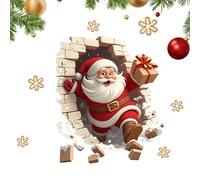 Christmas Wall Stickers - 35x40cm Santa WallDecals, with Realistic 3D Santa Breaking Through The Wall Effect, Self-Adhesive Christmas Sticker, for Home, Living Room, Bedroom, Bathroom, Kitchen