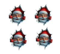 Christmas Wall Stickers, 3D Funny Santa Claus Breakthrough Wall Decals with Santa Peeking Through Design, 4PCS Removable Seasonal Adhesive Art for Home Office School Bedroom Study Room