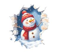 Christmas Wall Stickers, 3D Wall Breaking Winter Stickers with Santa Claus, Reindeer, Snowman Glass Clings Decal Indoor Decorations, Christmas Decals for Home Office Classroom Party Decorations