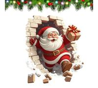 Christmas Wall Stickers | Break The Wall Santa Sticker 3D | Realistic 3D Effect Santa Claus Toilet Seat Cover Stickers Self Adhesive | Creative Window Walls Decal Sticker for Christmas Home Decor