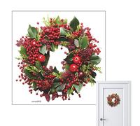 Christmas Wall Stickers Christmas Wreath Wall Decal | Party Stickers Round Self Adhesive Wreath Decal Decor Background for Living Room Kids Nursery Classroom Home Kitchen Party