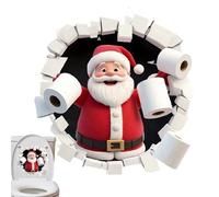 Christmas Wall Stickers - Funny PVC Christmas Decorations | Santa Claus Bathroom Stickers and 3D Wall Effect | for New Year Party Holiday Housewarming Bathroom