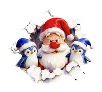 Christmas Wall Stickers, Santa Claus Breaking Through The Wall Sticker, Santa Walls Decal for Christmas Window Walls Refrigerator Decorations