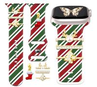 Christmas Watch Band Charms with band Compatible with Apple Watch Bands for Women Holiday 42mm 44mm 45mm 46mm 49mm iphone iWatch Series Ultra 10 9 8 7 SE 6 5 4 3 2 Replacement Band
