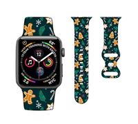 Christmas Watch Band Compatible with Apple Watch Bands 41mm 40mm 38mm,Christmas Cookies Adjustable Soft Silicone Christmas Cute Printed Replacement Strap for iWatch Ultra SE 8 7 6 5 4 3 2 1