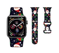 Christmas Watch Band Compatible with Apple Watch Bands 45mm 44mm 42mm,Christmas Santa Claus Adjustable Soft Silicone Christmas Cute Printed Replacement Strap for iWatch Ultra SE 8 7 6 5 4 3 2 1