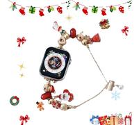 Christmas Watch Band for Women, Bling Mental Gold Watch Bracelets with Christmas Charms Compatible with Apple Watch Band Series 1/2/3/4/5/6/7/8/9 Ultra (Gold, 38/40/41mm)
