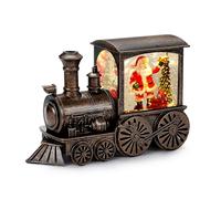 Christmas Water Lantern Kannino Train Shaped Snow Globe with Water Swirling Glitter Xmas Light-Up Snow Globe Lantern for Christmas Home Decor Tabletop Decorative Gifts - Batteries Not Included (Santa)