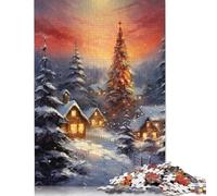 Christmas Watercolor Painting 500 Piece Jigsaw Puzzles for Adults | | Family Fun Jigsaws Puzzles for Adults Gifts Intellectual Games 500pcs (52x38cm)