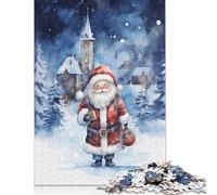 Christmas Watercolor Painting Jigsaw Puzzles for Adults 500 Piece High Challenging DIY Large Puzzle Educational Toy Funny Family Games Unique Home Decor 500pcs (52x38cm)