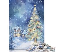 Christmas Watercolor Painting Puzzle DIY Game Paper Rectangular Jigsaw Puzzle for Boy Or Girl Birthday Present 1000pcs (75x50cm)