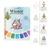 Christmas Watercolor - User-friendly Watercolor Work Book For Beginners, Artisan Craft Drawing Coloring Book For Teens Adults | Stamping Painting Practice Sketch