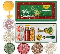 Christmas Wax Seal Stamp Kit, Atopbb Santa Claus Northpole Official Seal Wax Seal Kit with Christmas Box, Christmas Wax Seal Set with 2 Bottle Wax Seal Beads, Wax Spoon, Wax Seal Pen (1A)