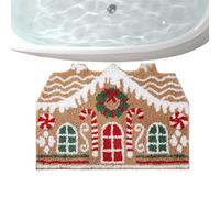 Christmas Welcome Mat, Christmas Outdoor Gingerbread House Rug, Non-Slip Soft Doormat Area Rug for Home Entryway Living Room Bedroom Kitchen Shower Floor Indoor