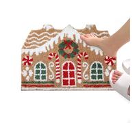 Christmas Welcome Mat - Cute Gingerbread House Holiday Door Mats | Winter Holiday Soft Area Rug for Entryway Porch Indoor Shower Floor Home Kitchen Living Room Bedroom Decor