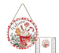 Christmas Welcome Sign - Round Wooden Hanging Panel | Christmas Spice Door Hanging for Fireplace Bedroom Living Room Home Farmhouse Outdoor Indoor