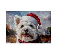 Christmas West Highland Terrier Glass Chopping Board Warren Reed - Designer Multi One Size