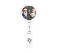 Christmas Whimsical Dwarfs Print Retractable Badge Holder, Cute Nursing Badge Reel, Badge Clip Id Card Holders