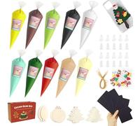 Christmas Whipped Cream Glue for Crafts Kit, 10pcs Fake Frosting for DIY Phone Case, Includes Piping Tips, Refrigerator Magnets & Xmas Tree Ornaments, Suitable for Christmas Decor & Gifts, DIY Crafts