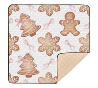 Christmas White Blush Gingerbread Cookies Large Sturdy Baby Gym & Activity Mat for Floor Waterproof Baby Kick Crawling Mat for Baby Toddler Infant, 50'' x 50''
