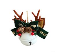 Christmas White Bow Antler Bells for Tree and Home Decoration, Solid Iron Construction, Creating Festive Atmosphere with Charming Sound (green)