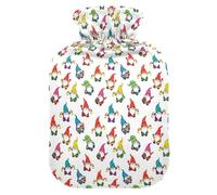Christmas White Colorful Gnome Lantern Hot Bottle Water Bag with Soft Cover, 1L Hot Compresses for The Body for Period Cramps