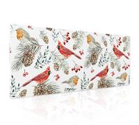 Christmas White Gaming Mouse Pad XL Red Cardinal Birds Pinecone Berry Leaves Extended Large Desk Mat Non-Slip Rubber Base Stitched Edge Long Keyboard Mousepad for PC Computer Laptop,31.5×11.8 Inch