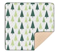 Christmas White Green Trees Soft Thick Baby Play Mat for Indoor Outdoor Cozy Breathable Tummy Time Activity Mat for Newborns Babies Infants Toddlers, 50'' x 50''