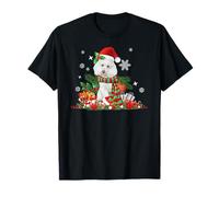 Christmas white Poodle dog Holiday Design T-Shirt