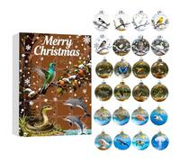 Christmas Wildlife Animal Advent Calendar 2025, 24 Days Christmas Countdown Calendar with 24 Unique Playful Animals Ornaments, 2D Acrylic Marine & Forest Life Pendants for Animal Lovers (A)