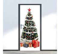 Christmas Win Stickers Decal Christmas Tree W Door Mural Sticker for Showcase DecorationChristmas Tree Door Sticker with Beautifully Ornaments. Their Design to Vibr F Christmas