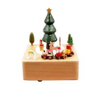 Christmas Wind up Music Box - Wooden Holiday Music Box - Creative, Rotating Musical Decorations for Christmas, Festival, Holiday