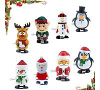 christmas wind up toys, 2025 new christmas stocking fillers,christmas clockwork toys,Christmas Novelty Shake Head Clockwork Toy,Walking wind-up Toys for Kids Party Bag Filler-8pcs-B