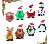 christmas wind up toys, 2025 new christmas stocking fillers,christmas clockwork toys,Christmas Novelty Shake Head Clockwork Toy,Walking wind-up Toys for Kids Party Bag Filler-8pcs-C