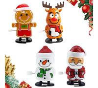 Christmas Wind-Up Toys - 2025 Xmas Santa Claus Penguin Snowman Elk Clockwork Running And Jumping Toys, Little Things For Christmas Stockings And Gift Bag Fillers (A-4PCS)