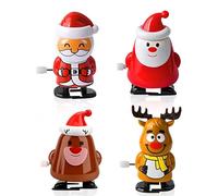 Christmas Wind Up Toys, Assortments Christmas Stocking Stuffers Christmas Toys, Stocking Fillers, Novelty Shake Head Clockwork Walking Wind-up Spring Toy for Kids Party Bag Fillers (4PCS)