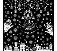 Christmas Window Cling Stickers Reusable Double Sides Xmas Decals for Glass Window Door Decoration (Christmas Window Cling Stickers for A)