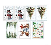 Christmas Window Clings 30x45cm for static PVC Snowman Tree Reindeer Decor | 7-piece set easy water application vibrant holiday designs safe for homes and classrooms