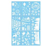 Christmas Window Clings Decorations, 9 Sheets Christmas Stickers for Glass Window, Reusable X'Mas Theme Wiindow Clings, Winter Snowflake Stickers for Home Office Party Indoor Decoration