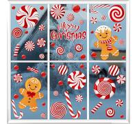 Christmas Window Clings for Glass Windows - 9 Sheets 73 Pcs Merry Christmas Window Decorations Candy Cane Gingerbread Window Decal Stickers for Home Office Shop Classroom Indoor for Xmas Holiday Décor