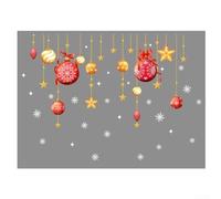 Christmas window decoration stickers with festive snowflakes and balls, suitable for use on multiple surfaces indoors during the holiday season