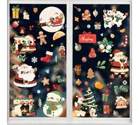 Christmas Window Glass Door Static Cling Santa Claus Christmas Tree Shopping mall Decoration Window Stickers (9pcs)