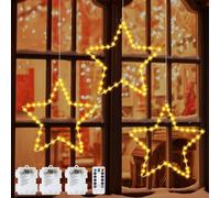 Christmas Window Lights, 3 Pack Big Christmas Star Window Lights Battery Operated with Remote, Timer, 8 Modes 40LED Xmas Window Lights Hanging for Christmas Decoration, Xmas, Wedding, Party, Indoor