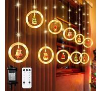 Christmas Window Lights 3mx0.77m Curtain Fairy Lights Plug in String Lights Christmas Lights Waterproof with 8 Modes Romote Outdoor Indoor Decoration for Bedroom Festival Party Wedding Xmas Warm White