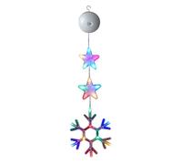 Christmas Window Lights Decorations with Timer, Battery Powered Christmas Hanging Multicolor String Lighted Tree Bell Star Shaped LED Sucker for Xmas Window Fireplace Indoor Decor