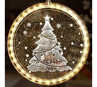 Christmas Window Lights Indoor Novelty Hanging 3D Lights Decorative String Lights Battery Operated With Suction Cup(Xmas Tree)