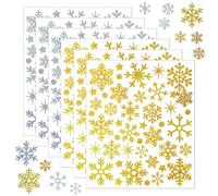 Christmas Window Snowflake Stickers,264 Pcs Gold Silver Glitter Xmas Snowflake Self Christmas Stickers Window Sticker for Gift Card Envelope Party Cookie Candy Bag C Scrapbook Decorations