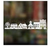Christmas Window Sticker - Christmas Winter Village Street Scene Window Border - Seasonal Window Cling Display and Decoration - Large