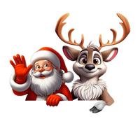 Christmas Window Sticker - High Cheer Print, Winter Theme Graphic Piece, Decoration, Vivid Christmas Sticker Panel, Charming Santa Elk Layout | Vehicle